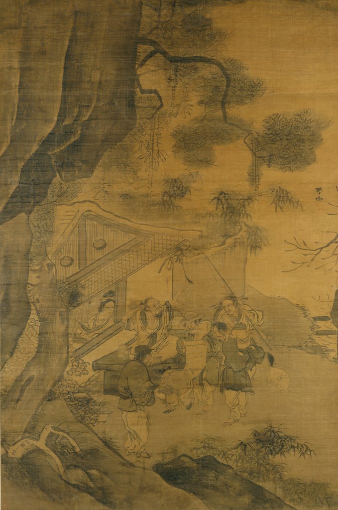 Detail of Studying a Painting, 16th century by Zhang Lu