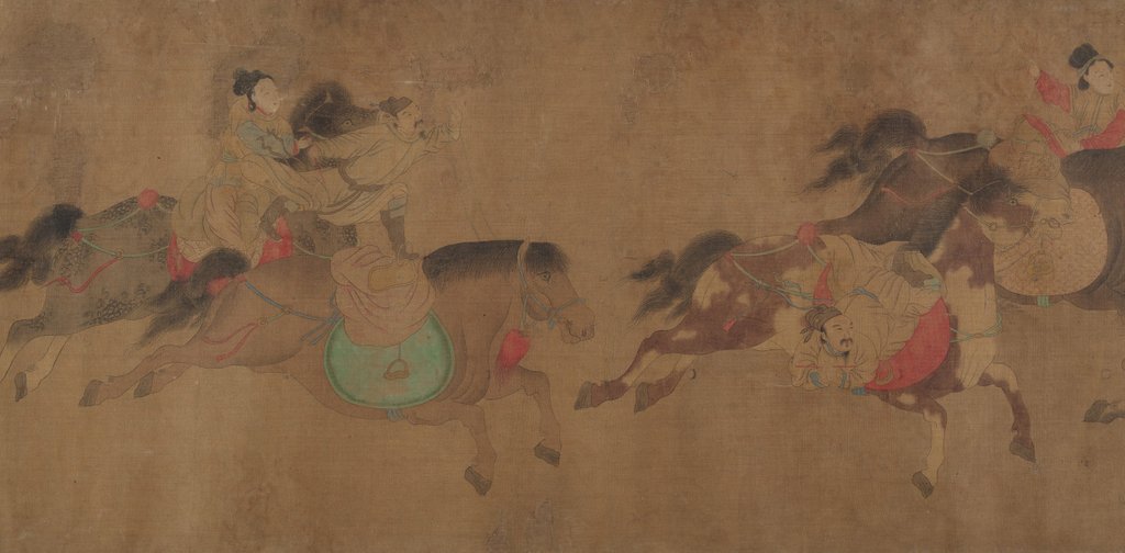 Detail of Horsemanship demonstration, 19th century by Zhao Yong