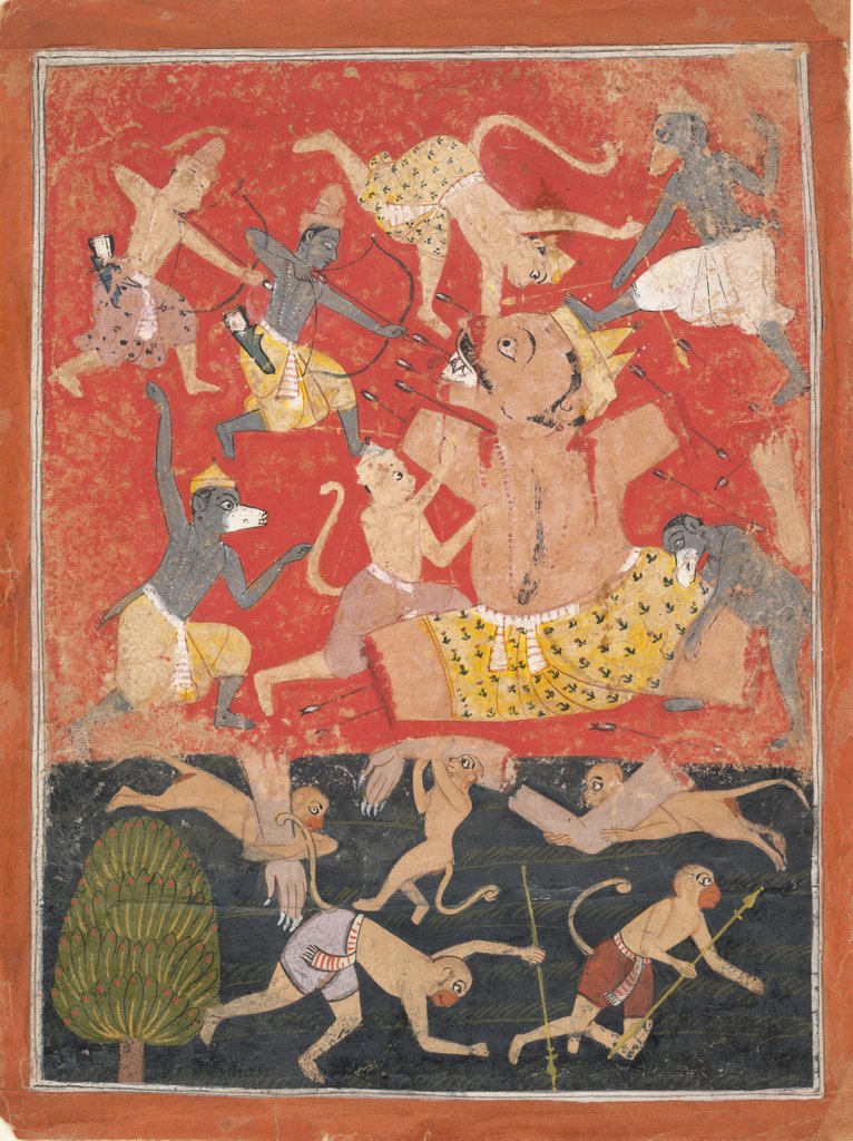 Detail of The Demon Kumbhakarna Is Defeated by Rama and Lakshmana…, ca. 1670 by Unknown