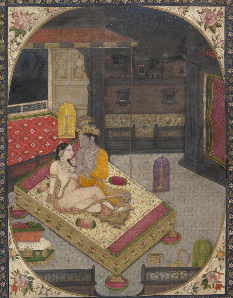 Detail of Radha and Krishna on a Bed at Night, ca. 1830 by Unknown