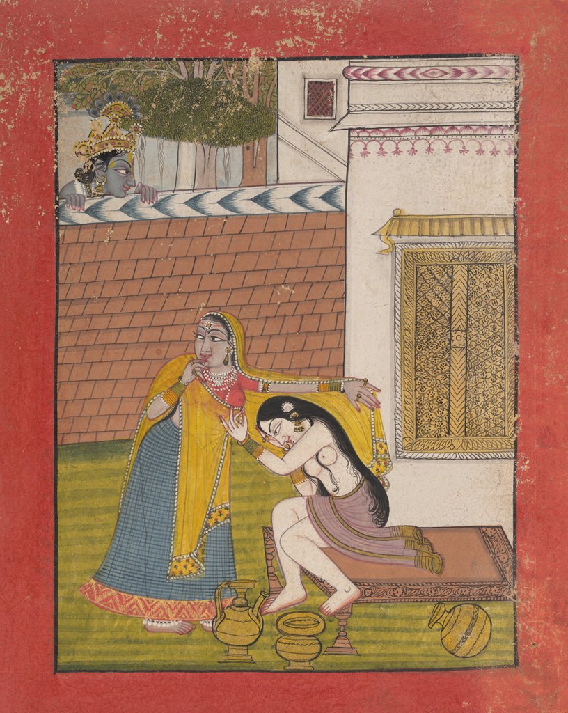 Detail of Krishna Spying on Radha, ca. 1780-90 by Unknown