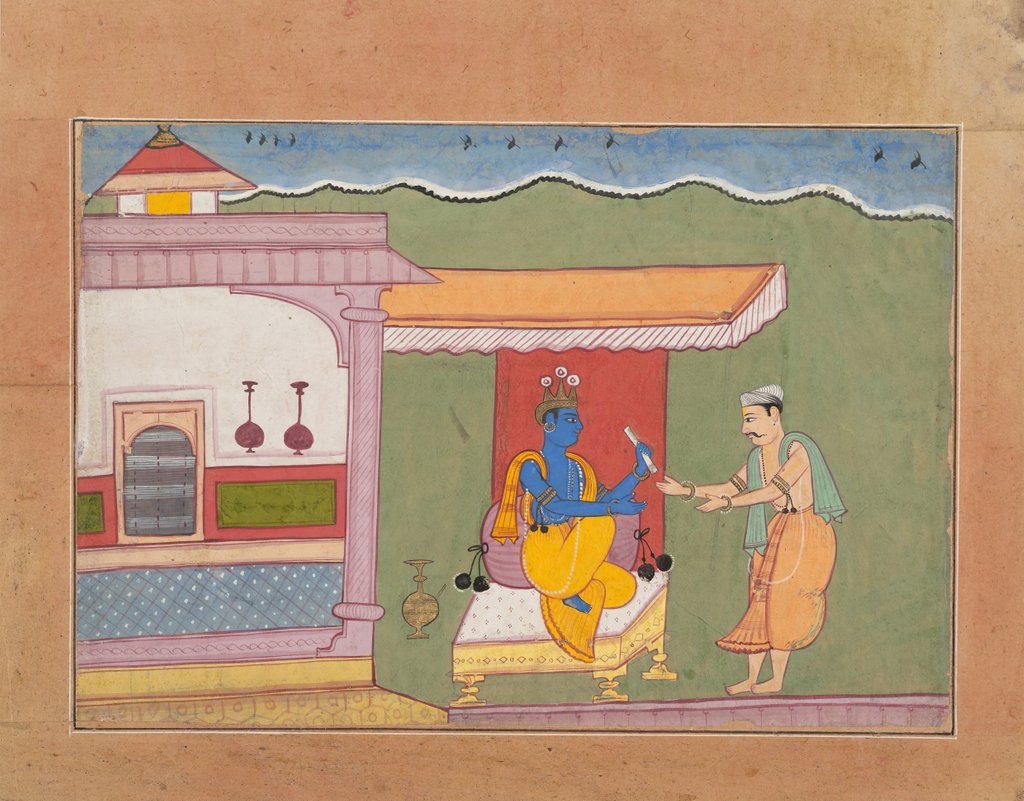 Detail of The Brahmin Delivers Rukmini's Letter to Krishna…from a Dispersed Bhagavata Purana…, ca. 1610 by Unknown