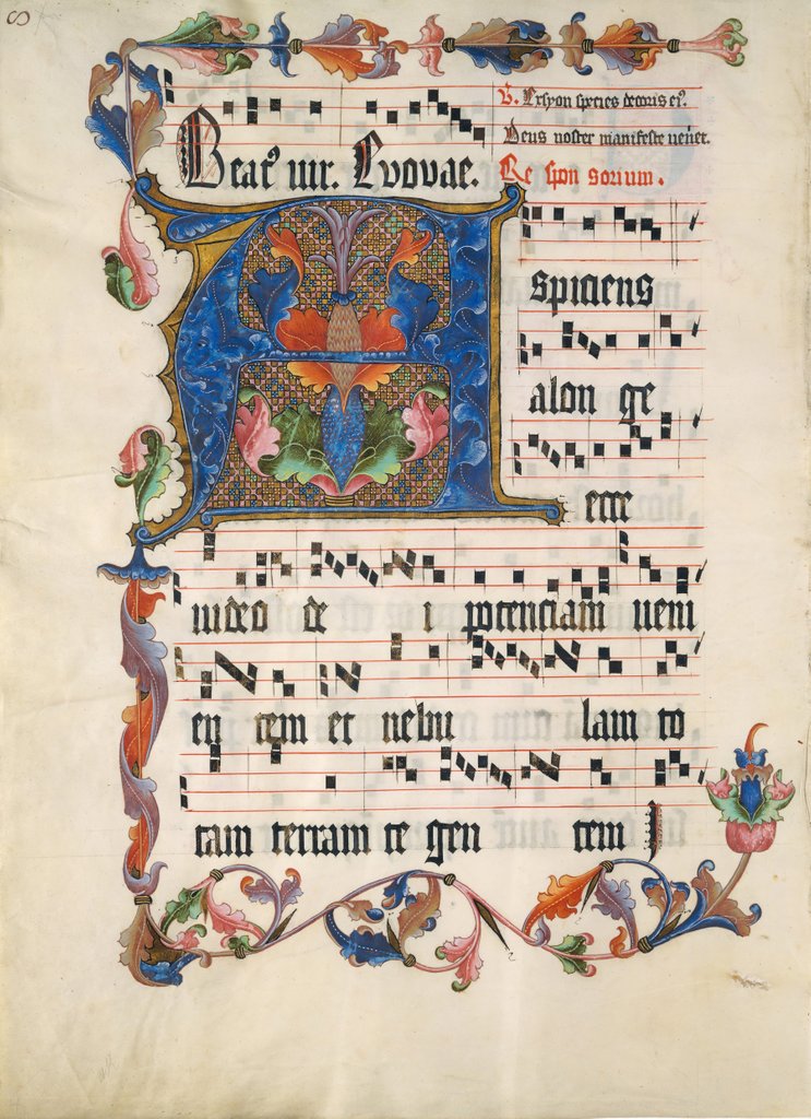 Detail of Manuscript Leaf with Initial A, from an Antiphonary, ca. 1425-50 by Unknown
