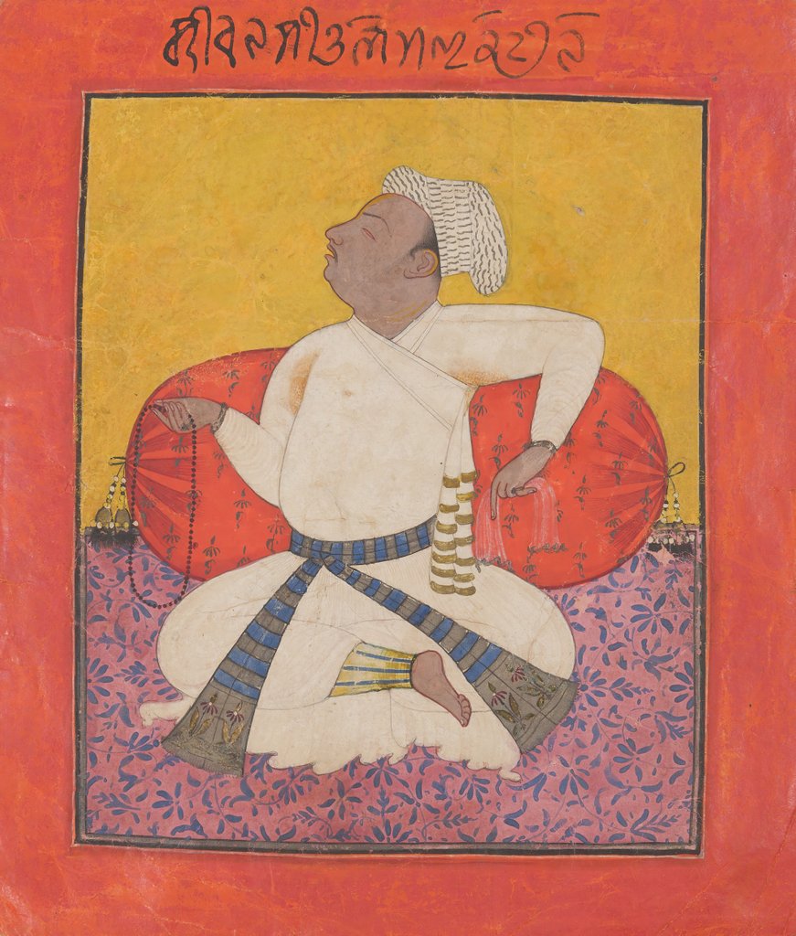 Detail of Maharaja Sital Dev in Devotion, ca. 1690 by Unknown