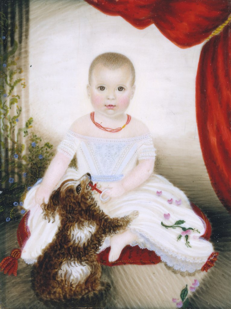 Detail of Baby with Rattle and Dog, 1842 by Clarissa Peters