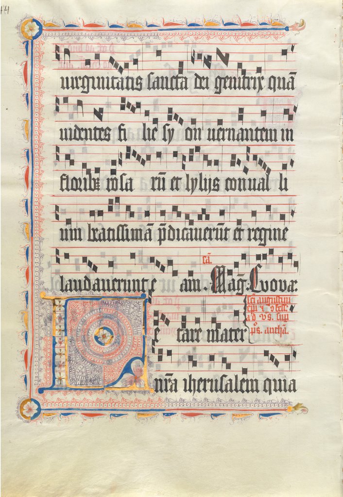 Detail of Manuscript Leaf with Initial L, from an Antiphonary, second quarter 15th century by Unknown