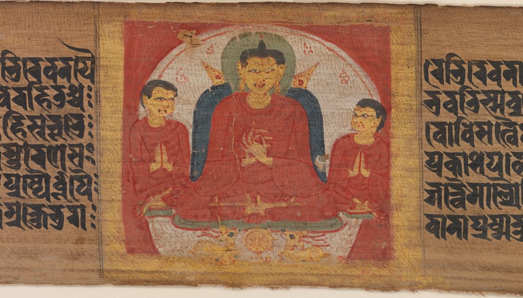 Detail of Buddha with His Hands Raised in Dharmacakra Mudra…, ca. 1090 by Unknown