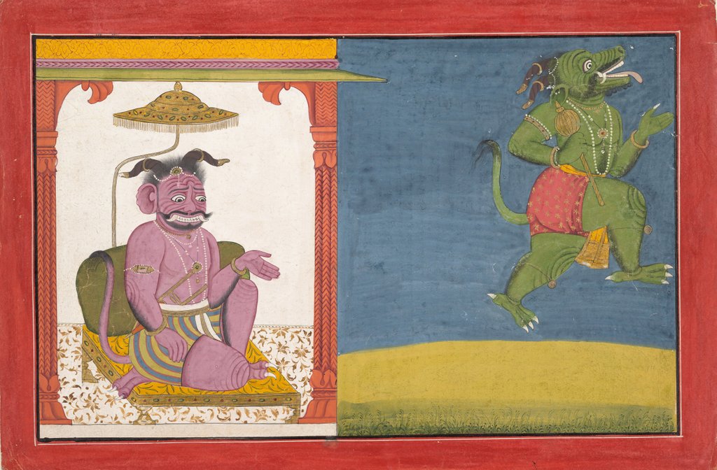 Detail of The Demon Hiranyaksha Departs the Demon Palace… from a Bhagavata Purana Series, ca. 1740 by Unknown