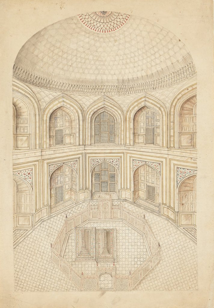 Detail of Interior of the Taj Mahal Mausoleum, early 19th century by Unknown
