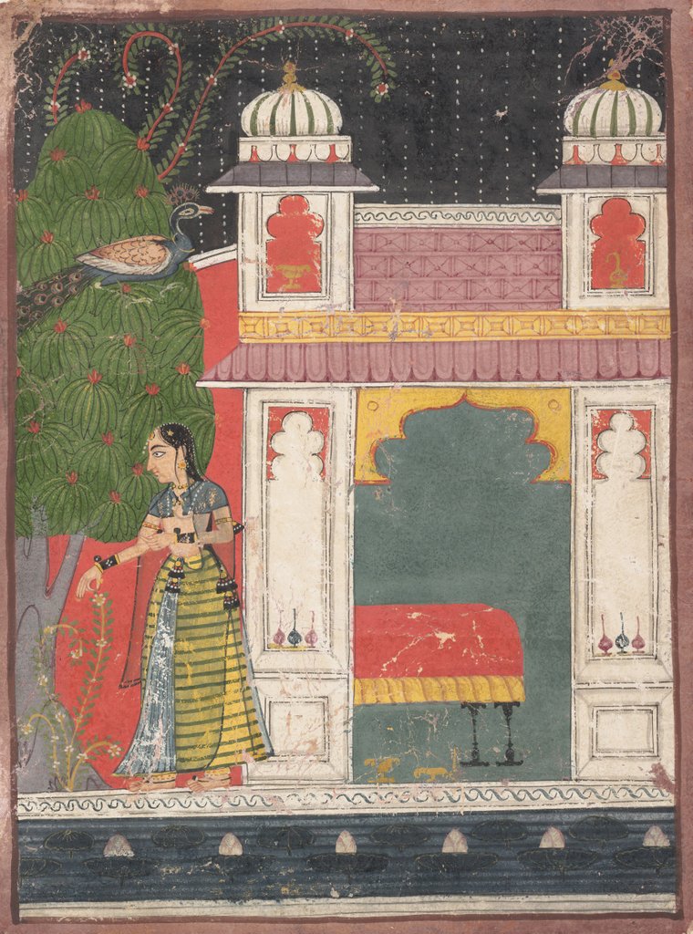 Detail of A Heroine Plucking a Flower: Page from a Dispersed Nayikabheda, ca. 1660-80 by Unknown