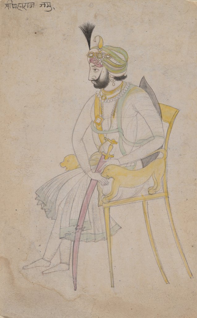 Detail of Maharaja Ranbir Singh, ca. 1860-80 by Unknown