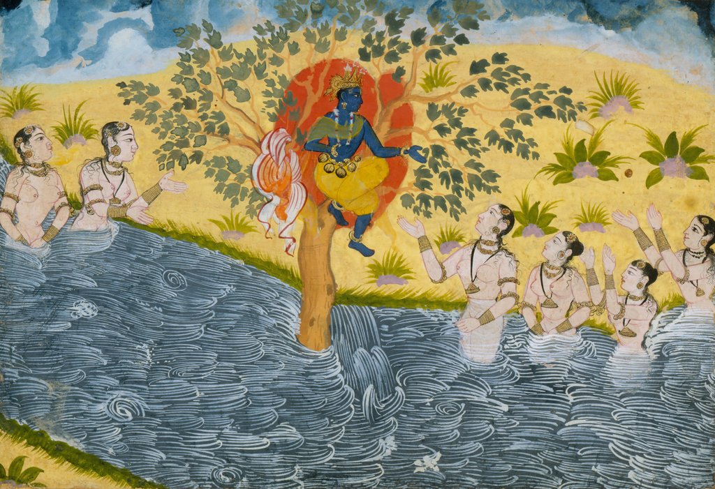 Detail of The Gopis Plead with Krishna to Return Their Clothing, Page from a Bhagavata Purana…, ca. 1610 by Unknown