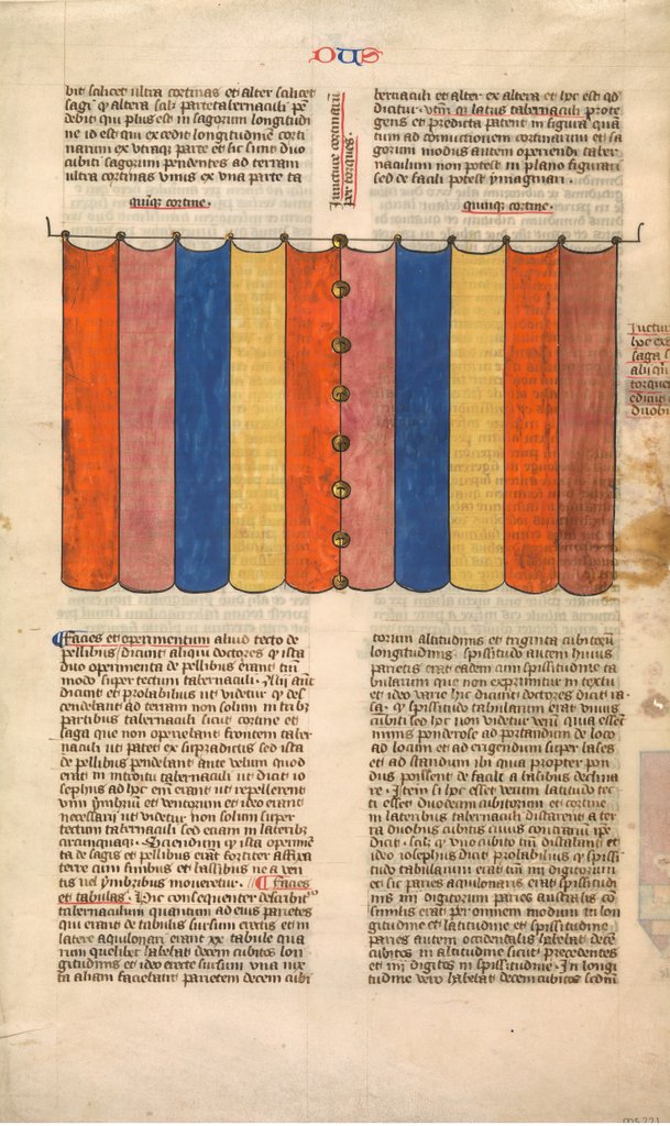 Detail of Curtain of the Tabernacle, one of six illustrated leaves from the Postilla Litteralis…, ca. 1360-1 by Nicholas of Lyra