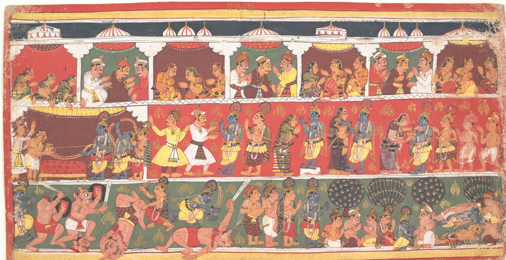 Detail of Encounters in Mathura: Page from a Dispersed Bhagavata Purana…, ca. 1700 by Unknown