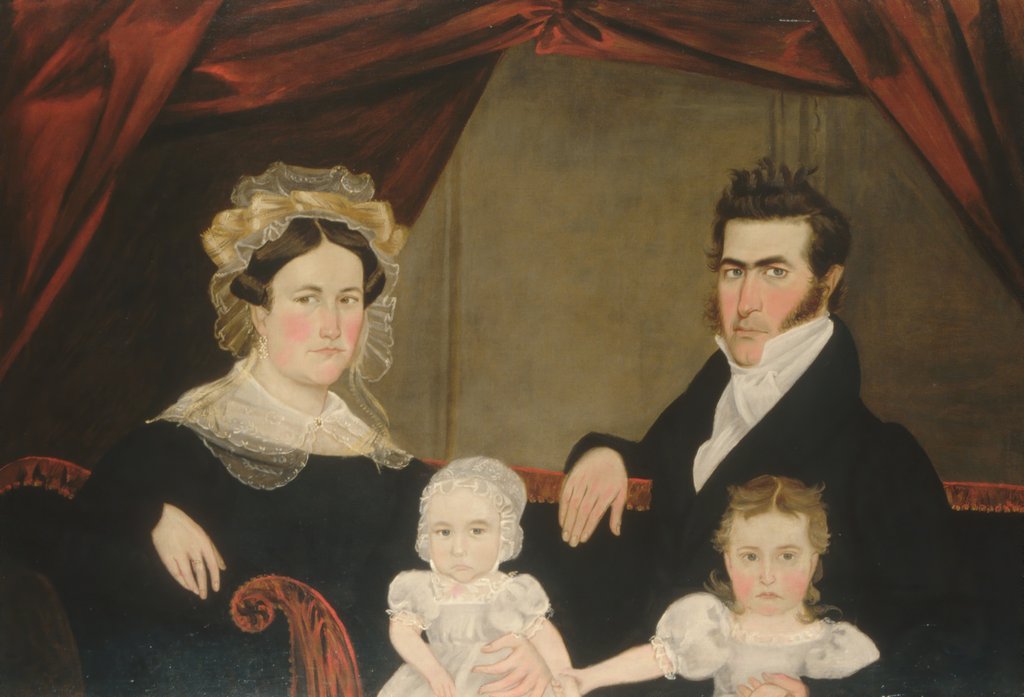 Detail of Family Group of Four on Sofa, ca. 1830s by Unknown