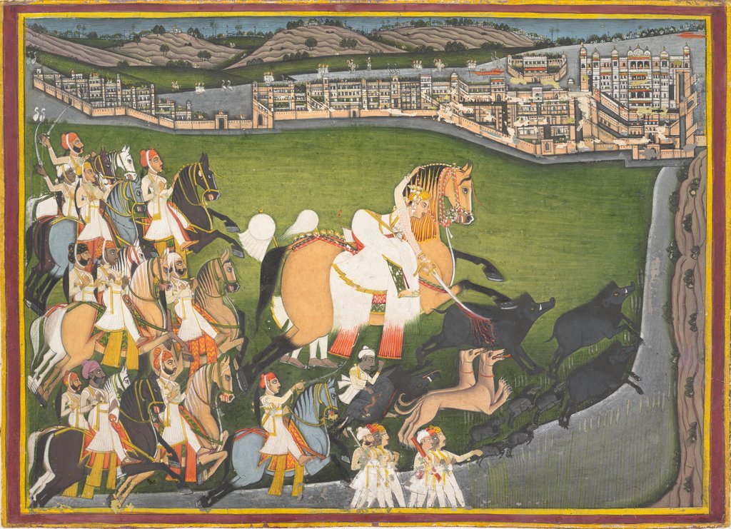 Detail of A Prince Hunting Boars with His Retinue, late 18th-early 19th century by Unknown