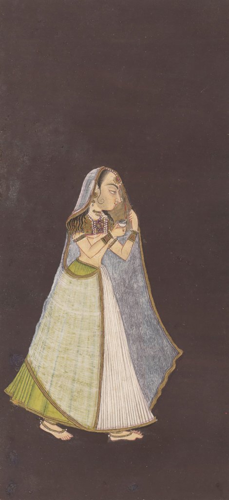 Detail of A Lady Walking at Night Holding an Oil Lamp, ca. 1725 by Unknown