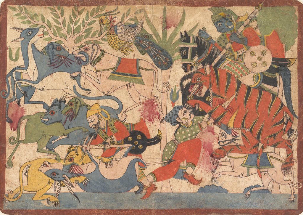 Detail of Royal Hunt, folio from a Mahabharata, 1800-1850 by Unknown