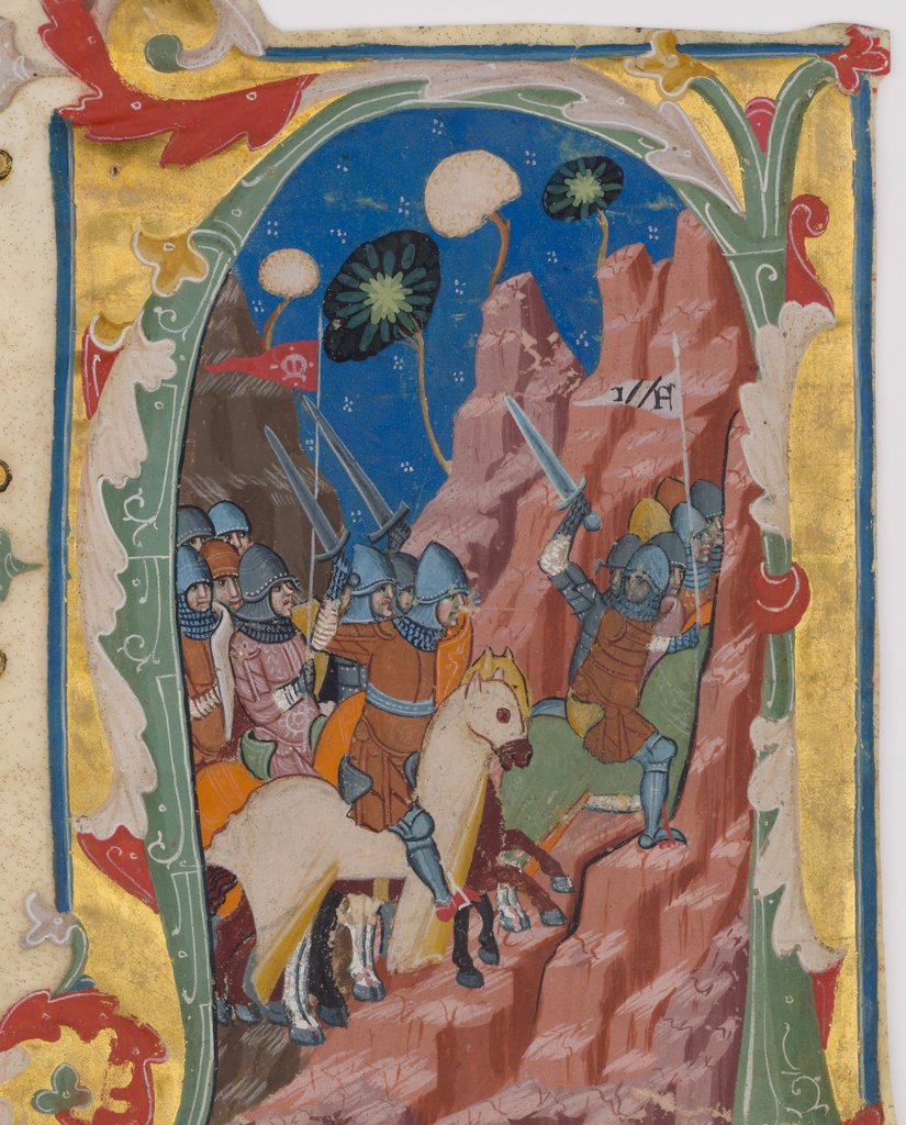 Detail of Initial A with the Battle of the Maccabees, ca. 1360-70 by Unknown