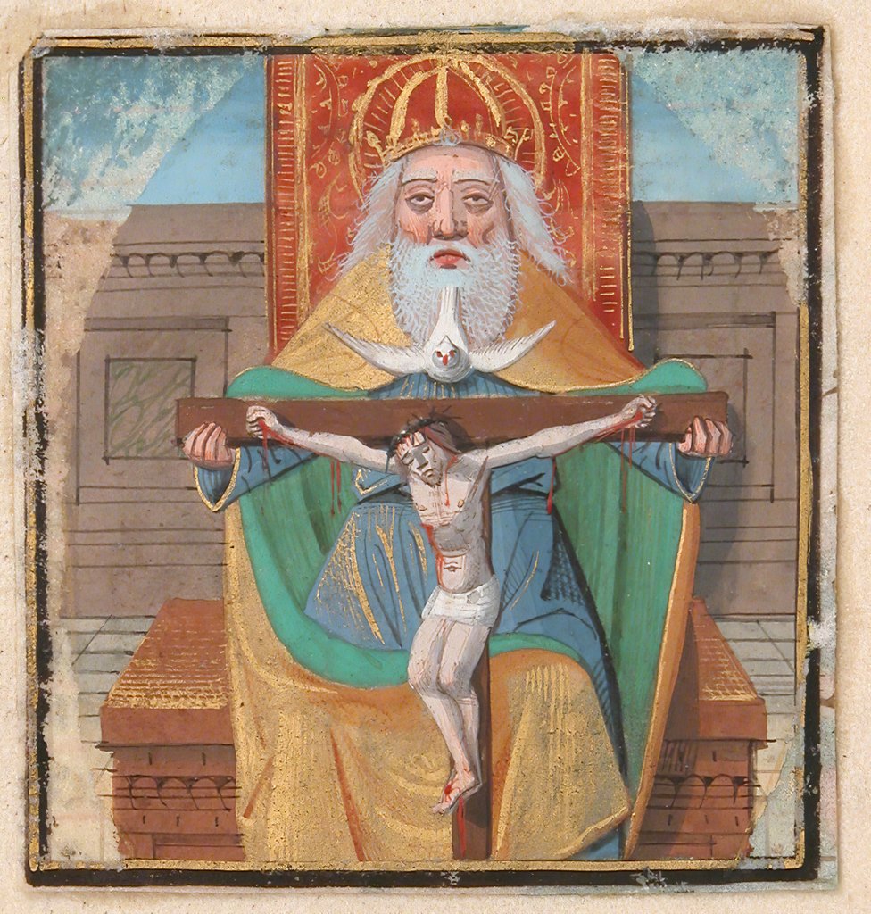 Detail of Manuscript Illumination with the Trinity, from a Book of Hours, late 15th century by Unknown