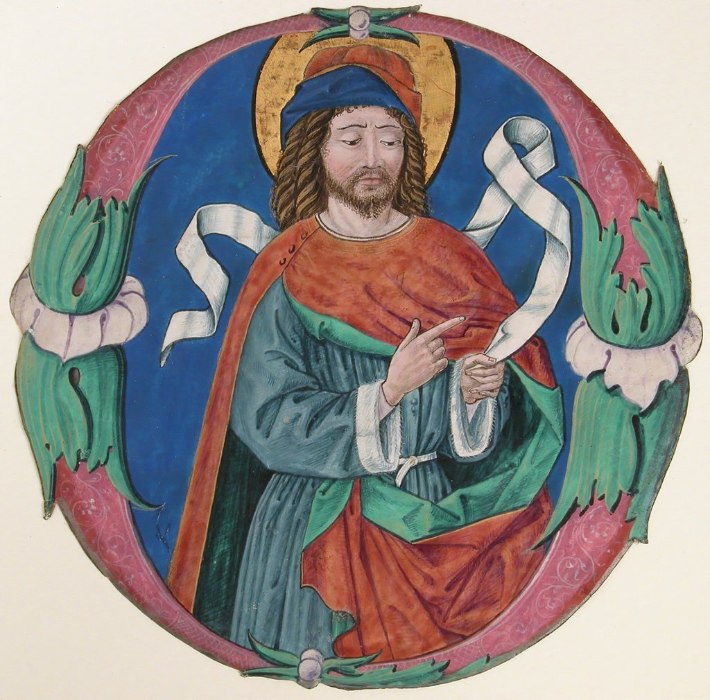 Detail of Manuscript Illumination with the Figure of a Saint in an Initial O, ca. 1480 by Unknown