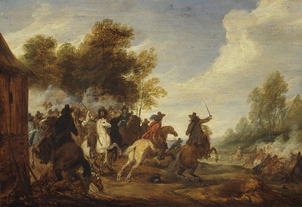 Detail of A Cavalry Engagement by Adam Frans van der Meulen