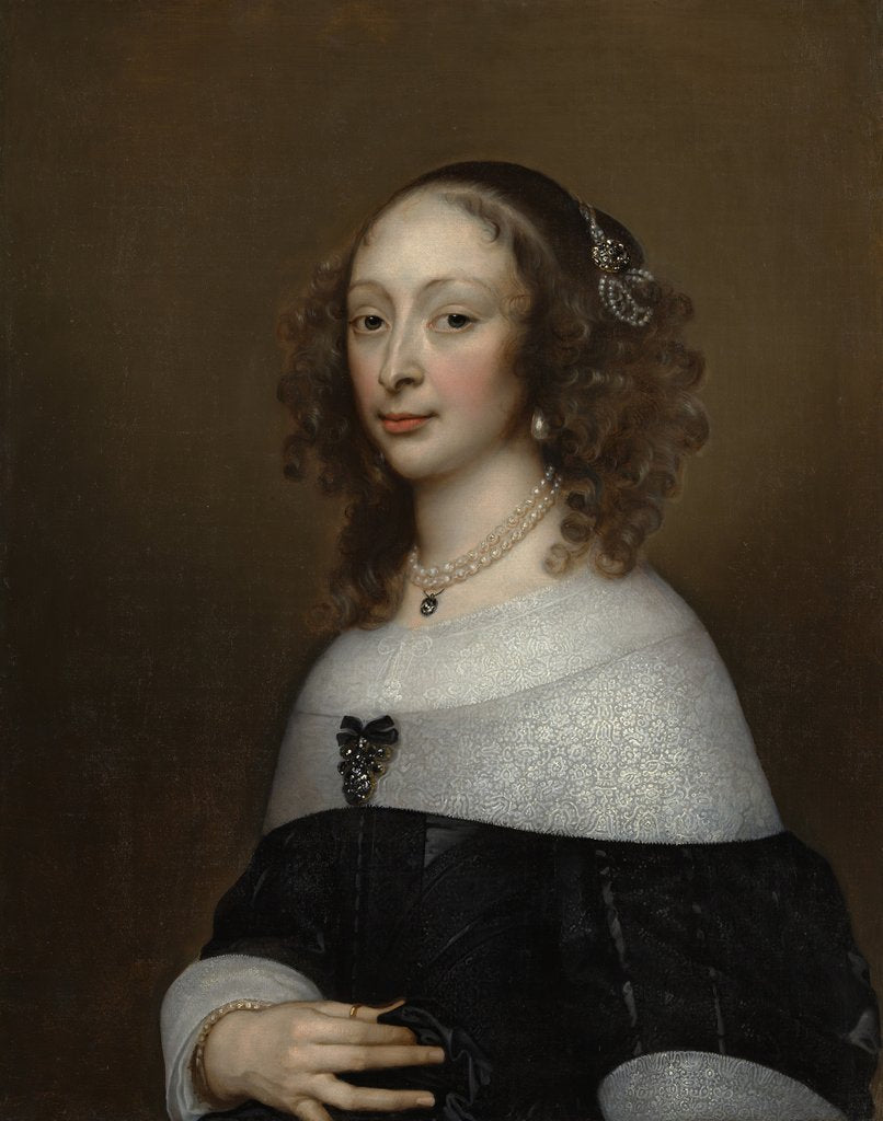 Detail of Portrait of a Woman, ca. 1653 by Adriaen Hanneman