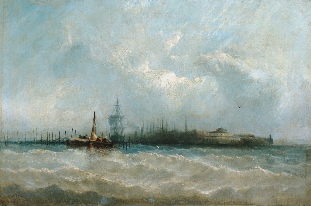 Detail of New York from the Harbor Showing the Battery and Castle Garden, 1858 by Alfred Copestick