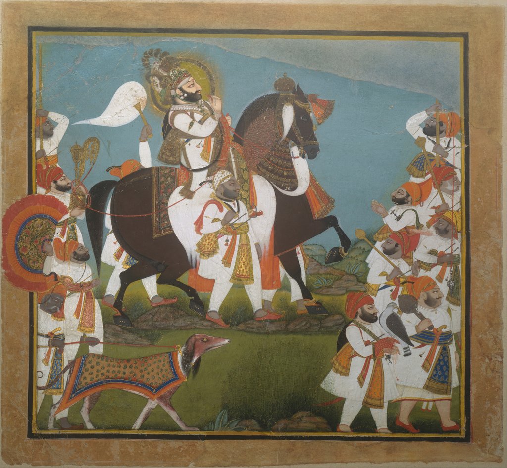 Detail of Maharana Bhim Singh and Retinue Embark on a Hunt, ca. 1805-10 by Chokha