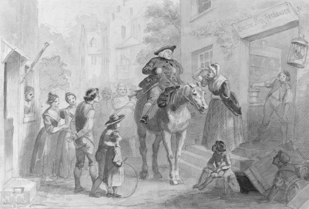 Detail of Village Scene with Dutch Colonial Figures by Felix Octavius Carr Darley