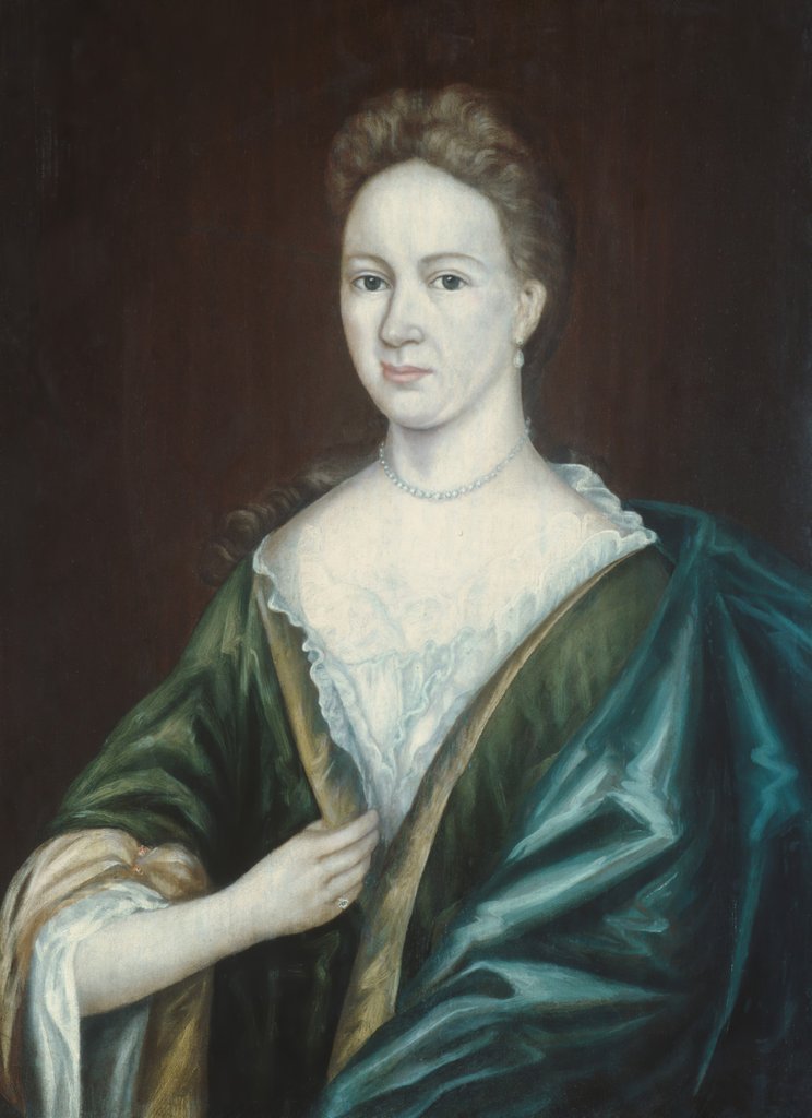 Detail of Mrs. Augustus Jay, ca. 1700 by Gerrit Duyckinck