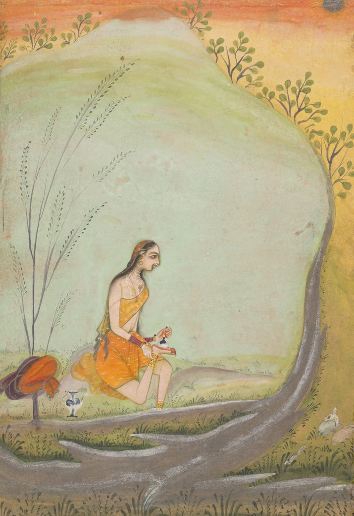 Detail of A Lady Applying Henna to Her Foot, ca. 1720-30 by Ustad Mohamed