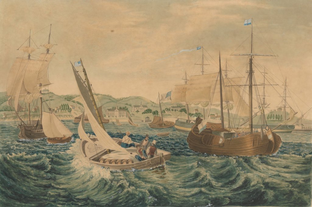 Detail of Quarantine, Staten Island, 1833 by William James Bennett