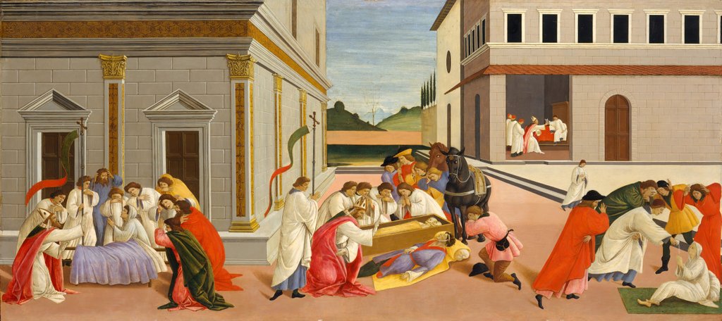 Detail of Three Miracles of Saint Zenobius, ca. 1500 by Sandro Botticelli
