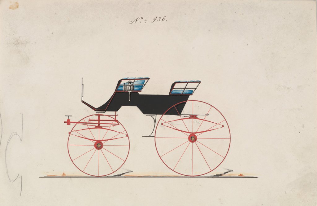Detail of Design for 4 seat Phaeton, no top, no. 936, 1850-70 by Brewster & Co
