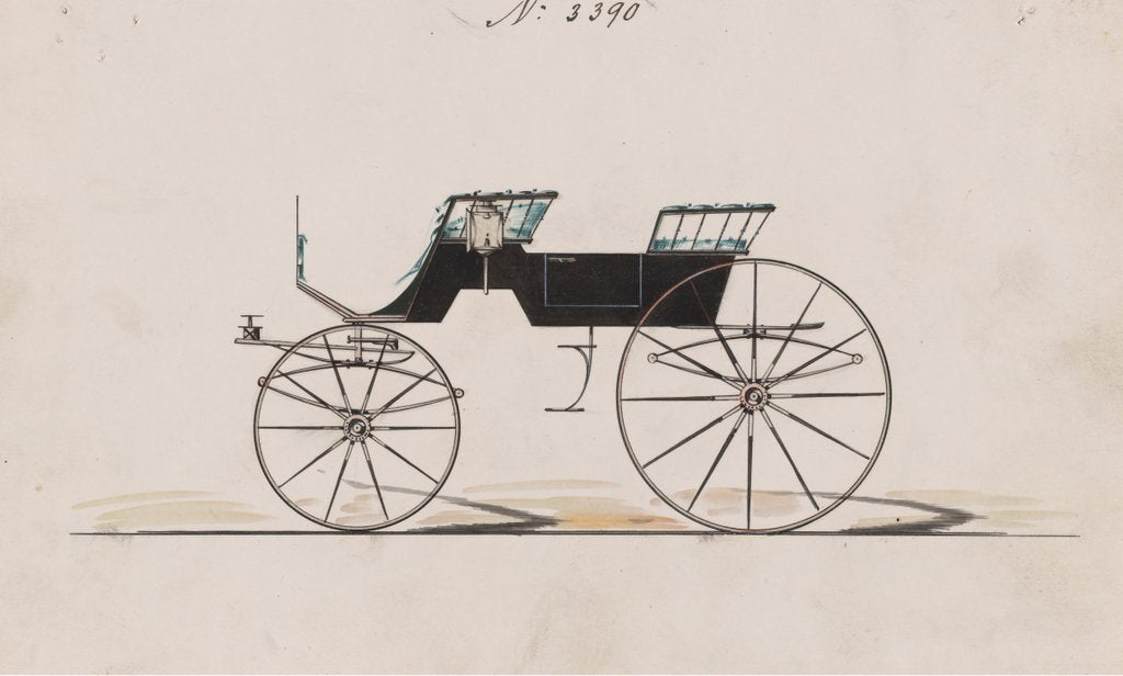 Detail of Design for 4 seat Phaeton, no top, no. 3390, 1878 by Brewster & Co