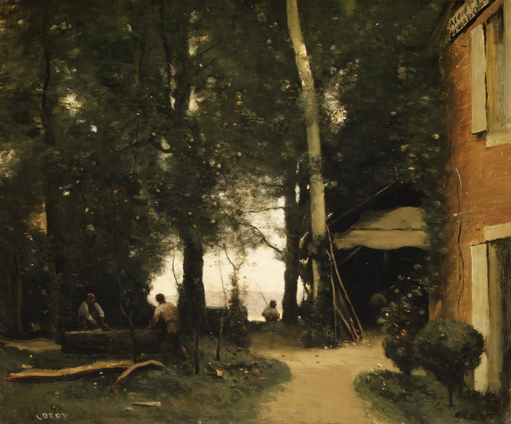 Detail of The Banks of the Seine at Conflans, ca. 1865-70 by Jean-Baptiste-Camille Corot
