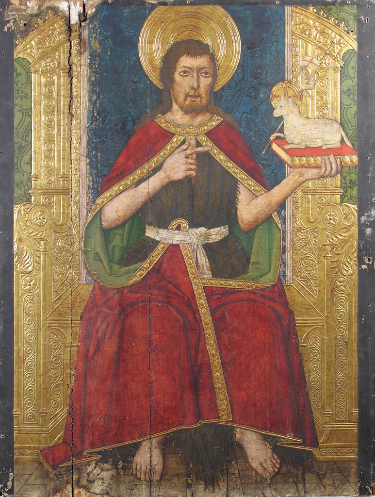 Detail of Panel with Saint John the Baptist Enthroned from Retable, 15th century by Domingo Ram