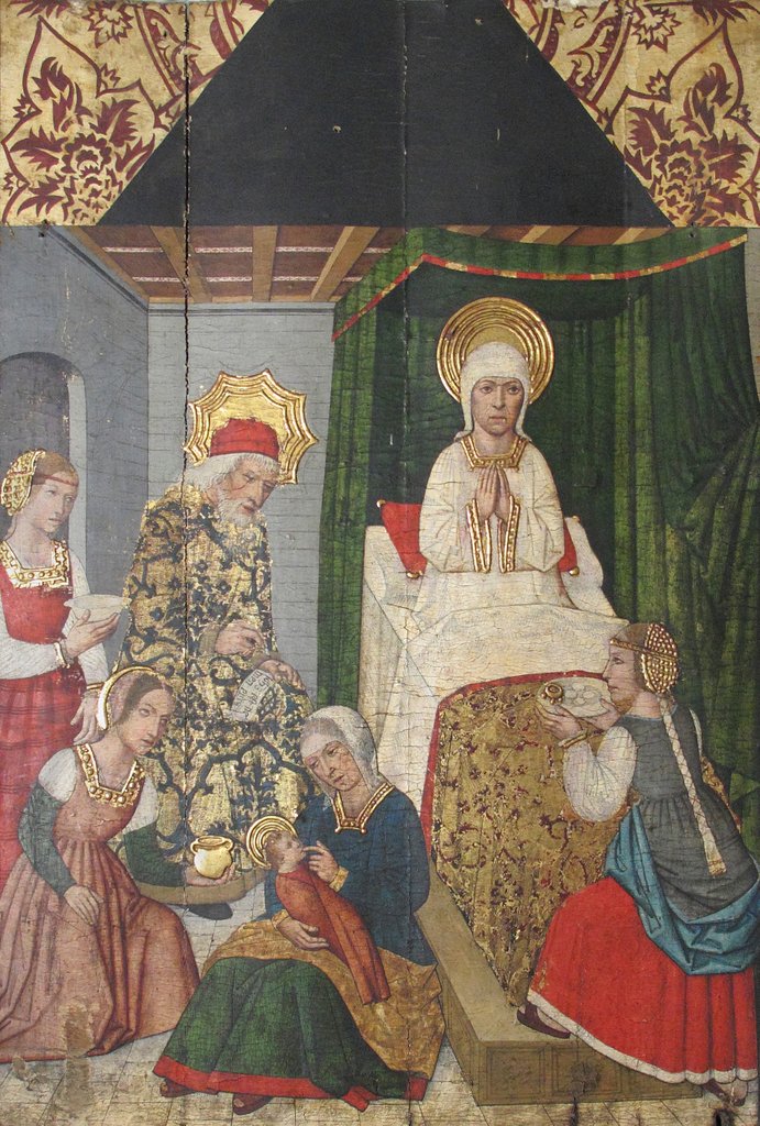 Detail of Panel with the Birth of St. John the Baptist from Retable, 15th century by Domingo Ram