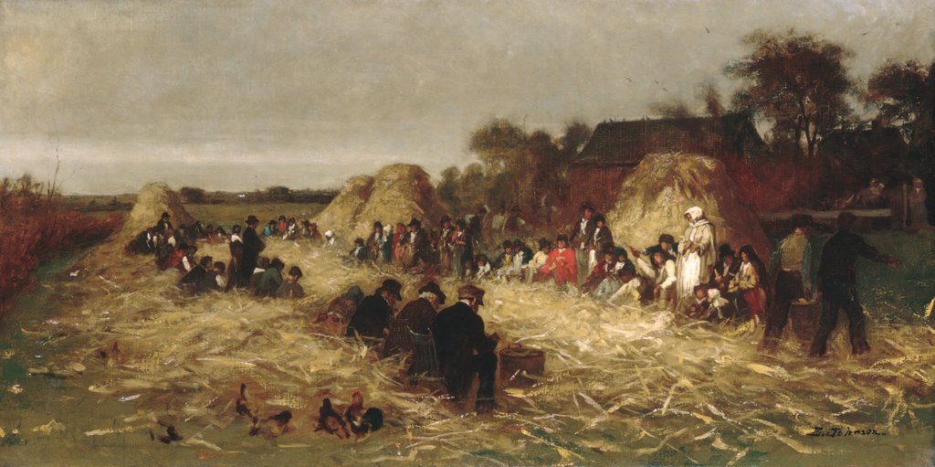 Detail of Corn Husking at Nantucket, ca. 1875 by Eastman Johnson
