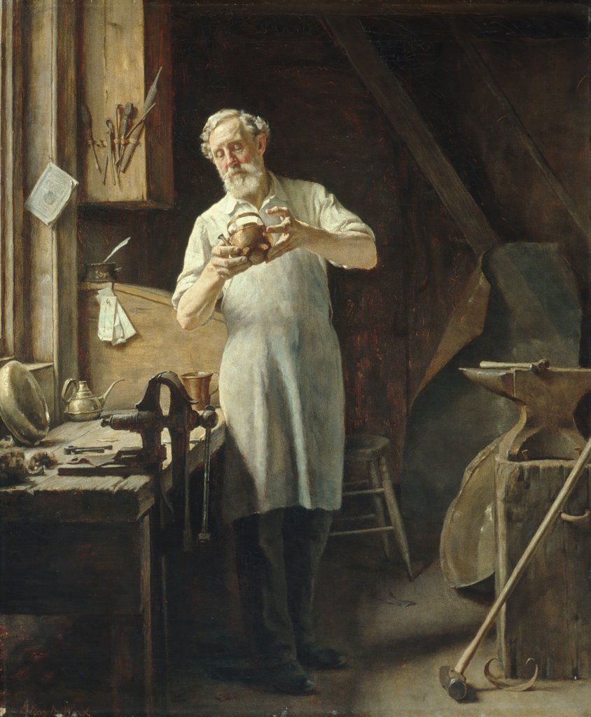 Detail of The Coppersmith, ca. 1898 by Edgar Melville Ward