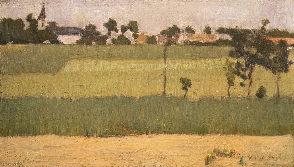Detail of The Outskirts of a Village, ca. 1880 by Edmond Francois Aman-Jean