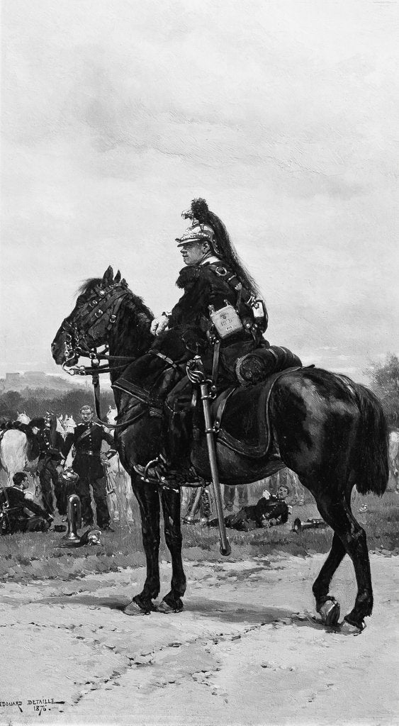 Detail of A Dragoon on Horseback, 1876 by Jean Baptiste Edouard Detaille