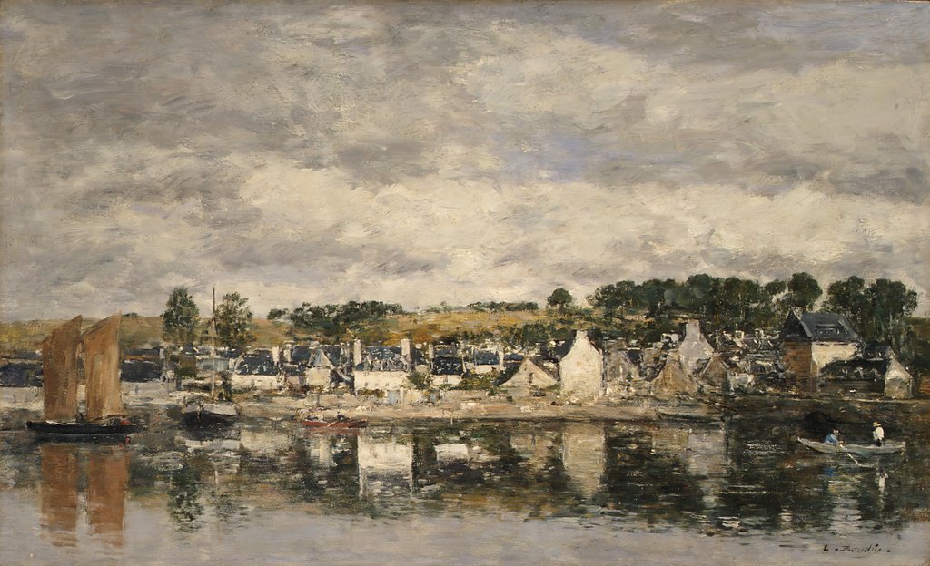 Detail of Village by a River, probably 1867 by Eugene Louis Boudin