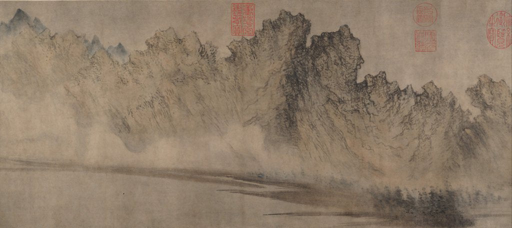 Detail of Cloudy Mountains, ca. 1360-70 by Fang Congyi