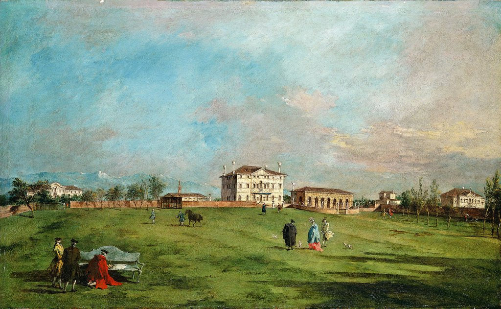 Detail of The Villa Loredan, Paese, early 1780s by Francesco Guardi