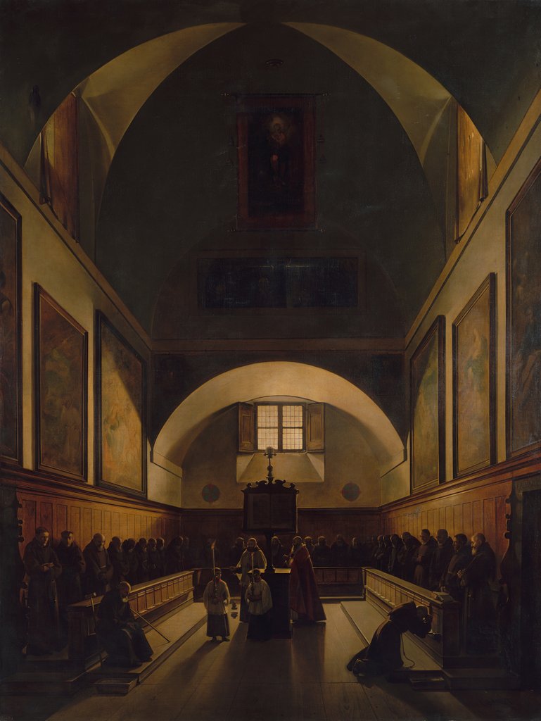 Detail of The Choir of the Capuchin Church in Rome, 1814-15 by Francois-Marius Granet