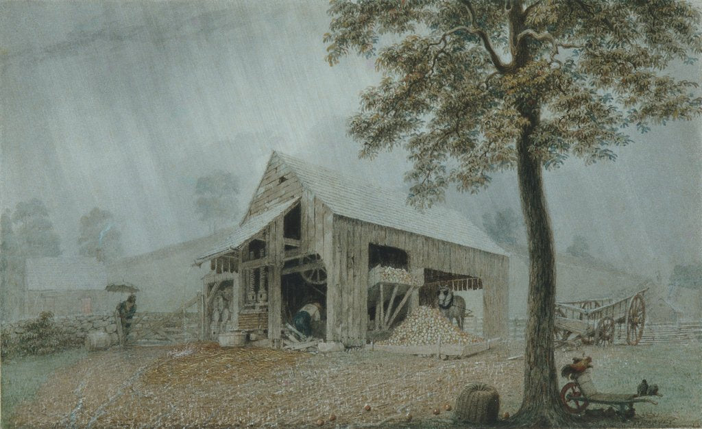 Detail of Rainstorm?Cider Mill at Redding, Connecticut, ca. 1840 by George Harvey