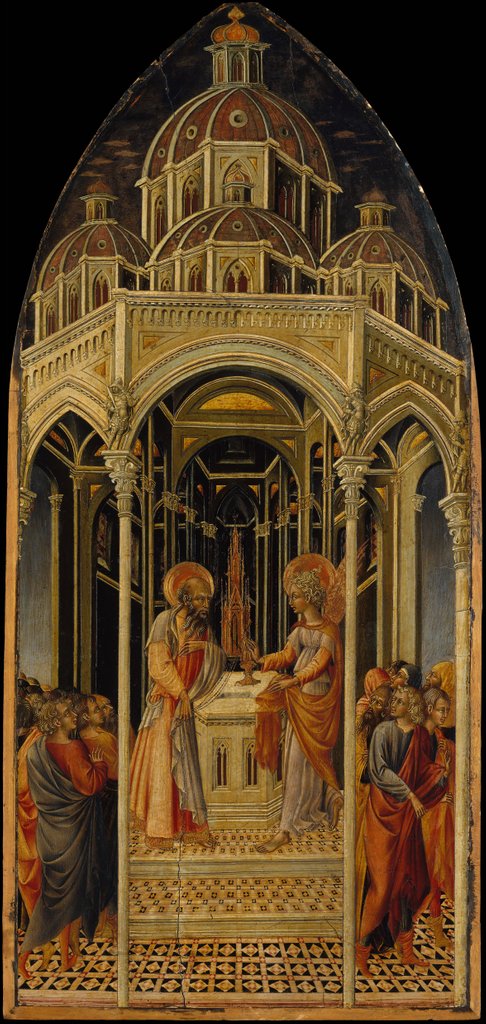 Detail of The Annunciation to Zacharias; The Angel of the Annunciation, ca. 1455-60 by Giovanni di Paolo