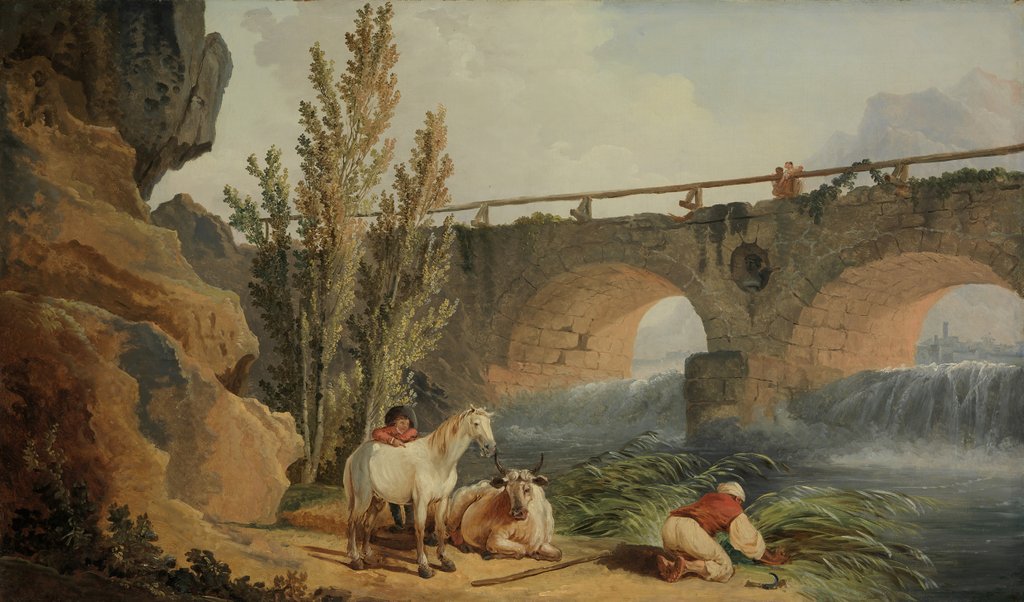 Detail of Bridge over a Cascade by Hubert Robert